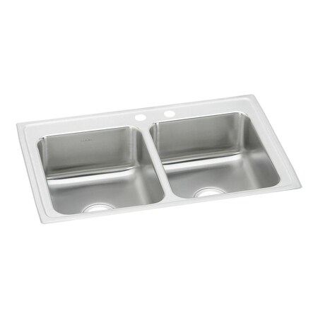 Elkay Lustertone Ss 33X21.2X7.8 Equal Double Bowl Drop-In Sink With Quick-Clip LRQ3321MR2
